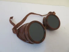 NOS Vintage A. I. Brn & Blk Marbled Safety Welding Motorcycle Goggles w 2 lenses