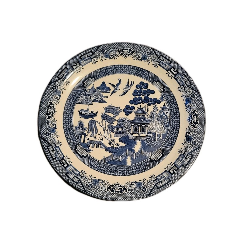 Serving Platter 12.5" Churchill Willow England Oriental Blue Iconic Cottagecore
