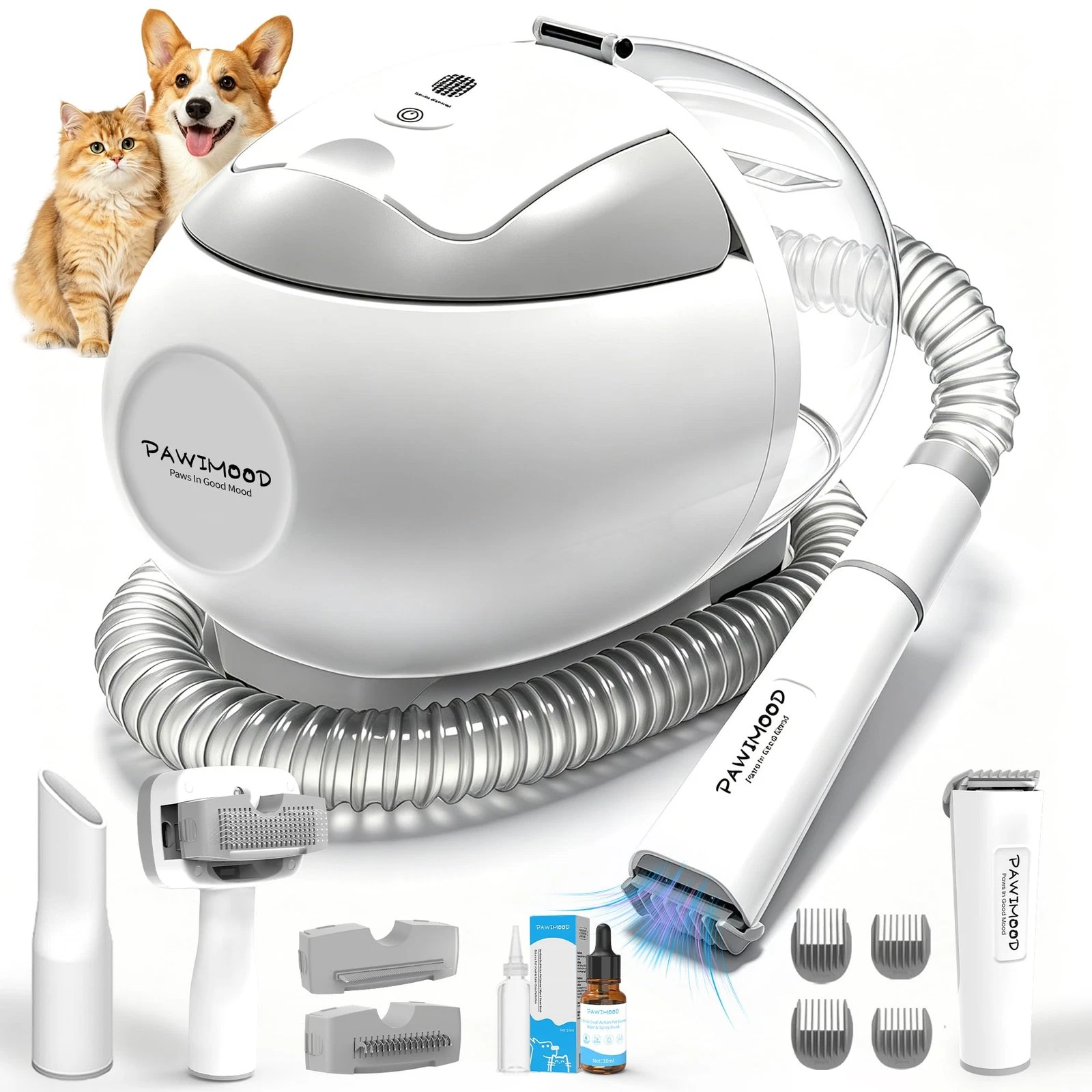 Dog Grooming Vacuum,5-in-1 Low Noise Pet Grooming Kit with Dog Clipper & Stea...