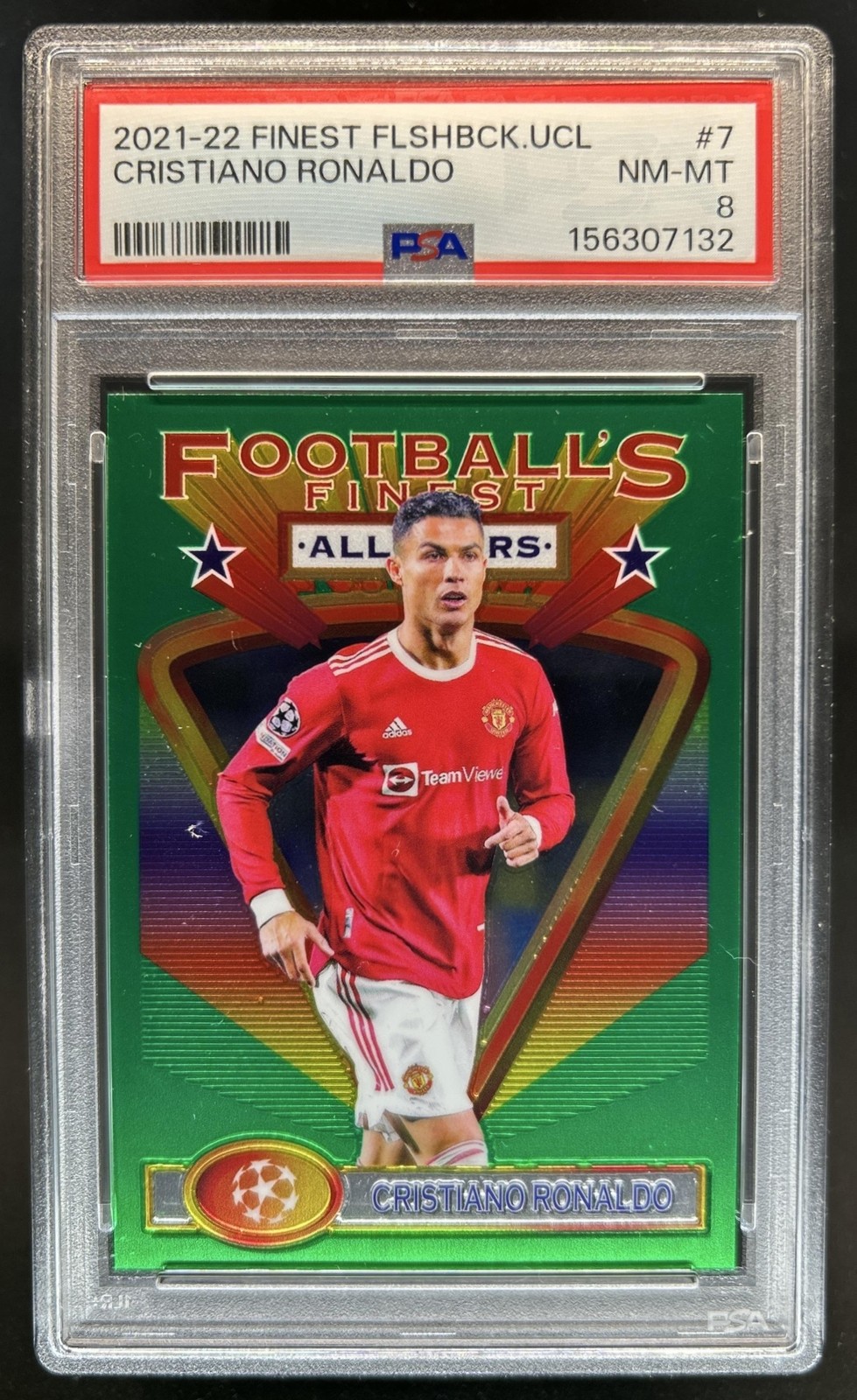 2021 Topps Finest Flashbacks UEFA Cristiano Ronaldo #7 Man U PSA 8