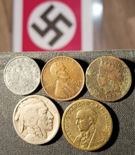 5 ea 1943A REICHSPFENNIG 1945S Lincoln 1923 Buffalo 1898 Indian 1945 Brazil B-12