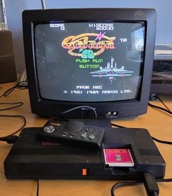TURBOGRAFX-16 Black Console W/ Galaga '90 Cartridge. Tested, Cleaned & Working.