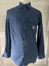Carhartt Mens Long-Sleeve Button-Down Work Shirt, Navy
