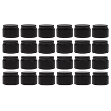 1oz Glass Balm Jars (24-Pack, Black); 30-Milliliter Little Cosmetic Jars with...