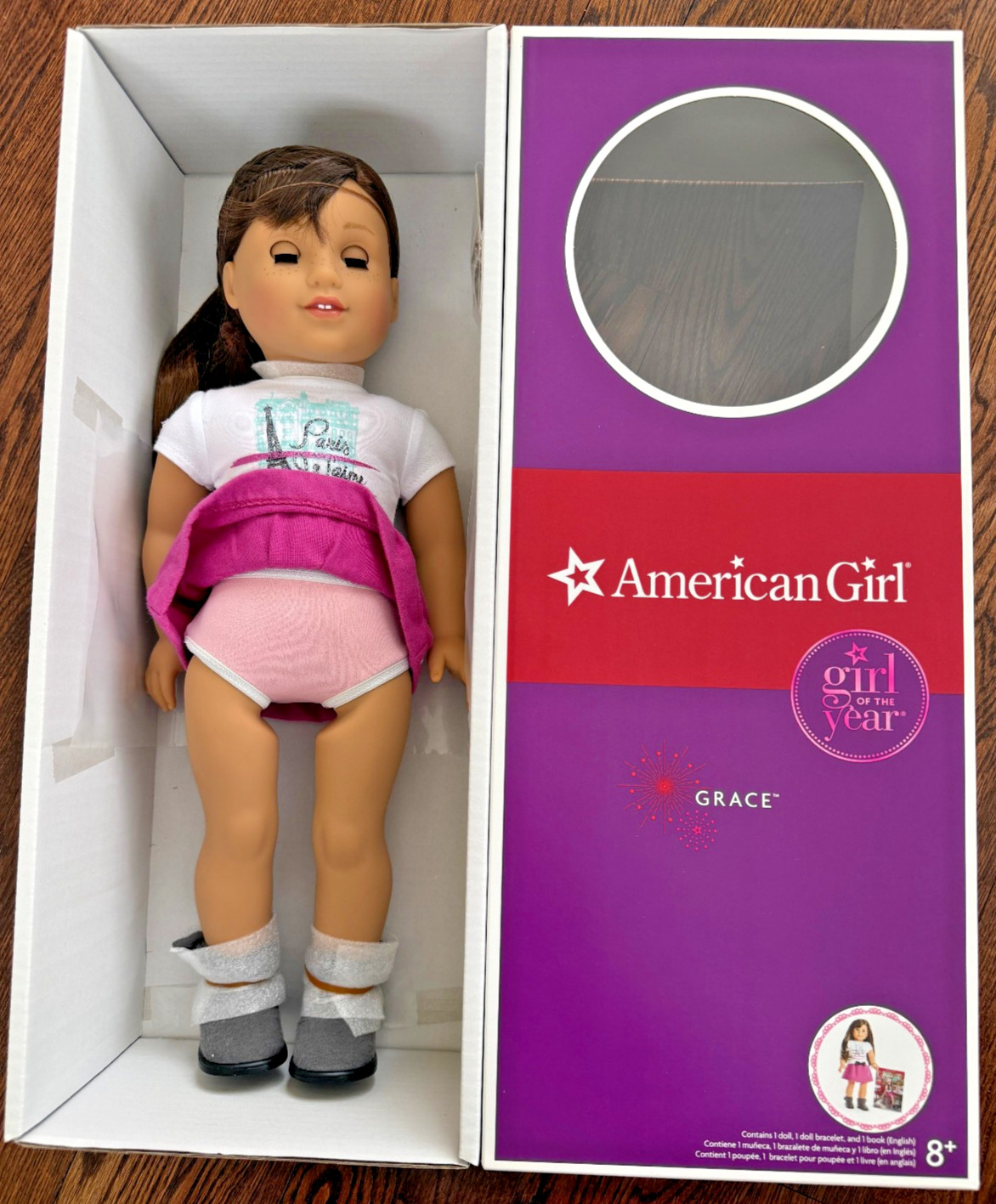American Girl Grace Doll+Hairnet+Wrist Tag+Hospital Gown+Bracelet+Socks+ Catalog
