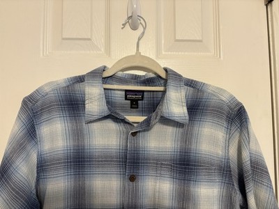 Men's Patagonia A/C Short Sleeve Button Down Shirt - Blue/White, Medium