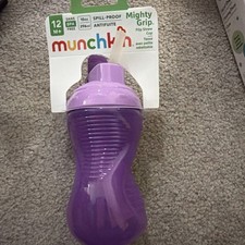 Munchkin Spill Proof Mighty Grip Flip Straw Sippy Cup 12 M Purple 10oz