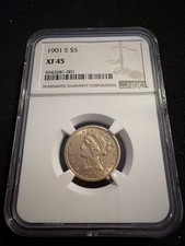 1901 S $5 Five Dollar Liberty Head Gold Half Eagle NGC XF 45
