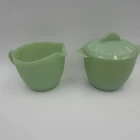 Vintage Fire King Jadeite Creamer and Sugar Bowl Set. Jane Ray