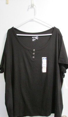NEW Women's size 4X 28-30W Black Ribbed SS Pullover Tee Shirt BY Terra & Sky