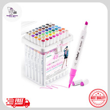 Ohuhu Alcohol Markers, 48 Colouring Brush Pens Double Tipped Alcohol Based Marke
