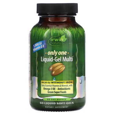 2 X Irwin Naturals, Only One, Liquid-Gel Multi, Without Iron, 60 Liq-Worldwide