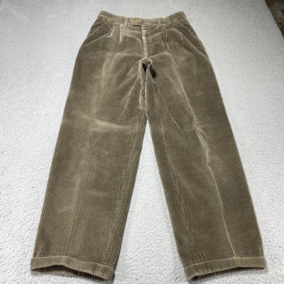 Cerruti 1881 Pants Mens 31x30 Beige Brown Corduroy Pleated Cuffed Dress Italy