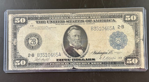 1914 $50 Federal Reserve Note In Hard Cover ~ 403