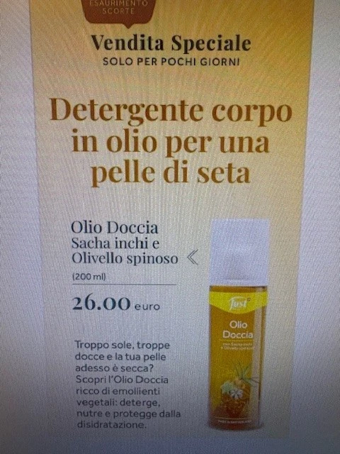 Olio Doccia Sacha Inchi E Ollivello Spinoso Just - Immagine 2 di 2