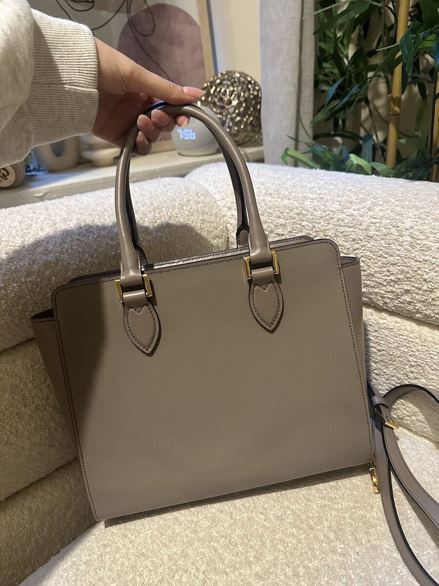 Prada Saffiano Leather Argilla Satchel Grey Handbag With Prada Saffiano Leather Argilla Satchel Grey Handbag With