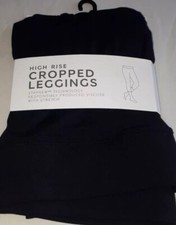 M S High Rise Cropped Navy Blue Leggings 6 NEW