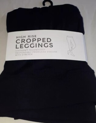 M&S High Rise Cropped Black Leggings NEW UK