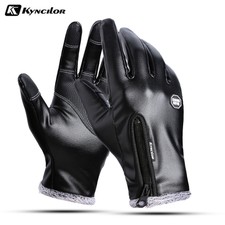 Leather Gloves Winter Warm Touchscreen Driving Motorcycle Cashmere Lined Gloves
