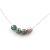 Steine Und MinéRaux. Halskette 4 Perlen Achat Indische 8 Mm. Kette Aus Edelstahl