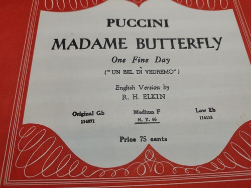 Vintage Sheet Music Pucchini Madam Butterfly "One Fine Day" 1953 - Picture 3 of 10