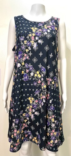 SO ärmelloses Fit & Flare Kleid mit Schlüsselloch hinten blau geblümt Damen Gr. XL NEU