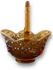 Vintage Fenton Amber Opalescent Glass Lily of the Valley 7 3/4” Oval Basket