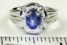 Bague saphir étoile Lindy bleue pour bague de mariage pour femmes, argent ste...
