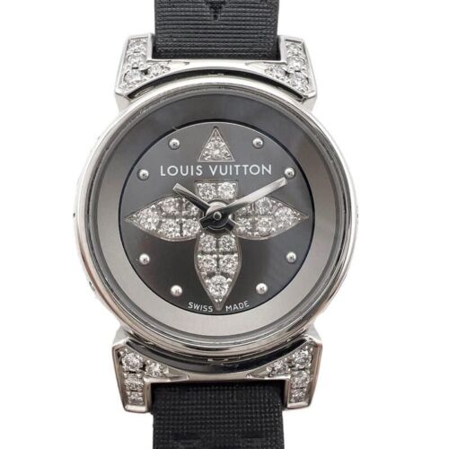 Louis Vuitton Tambour Bisutería Q151K Inoxidable Cuarzo Esfera Negra Reloj Mujer - Imagen 1 de 10