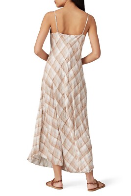 Vince Hazy Plaid Midi Slip Dress Sz M Sun Taupe | eBay