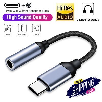 For Samsung A35 A55 USB Type C to 3.5mm Aux Jack Adapter Earphone Dongle Cable