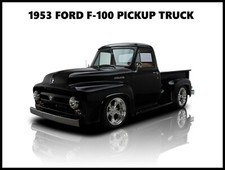 1953 Ford F-100 Pickup Truck New Metal Sign Hot Rod Restoration In Black 1953 Ford F-100 Pickup Truck New Metal Sign Hot Rod Restoration In Black