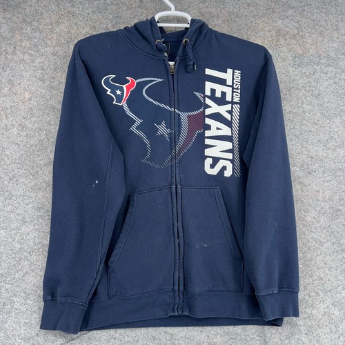 Houston Texans Hoodie Sweatshirt Mens Large Blue Zip Up Logo NFL Football