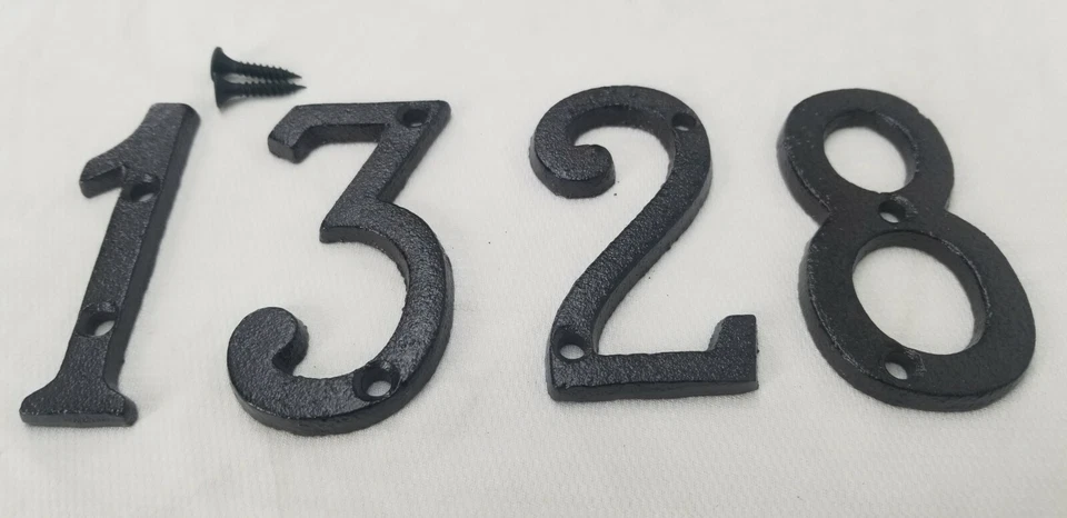 Address House Number Lettering Rustic Cast Iron Mounting Included 3 x 1.5 Inch - Image 2 of 4