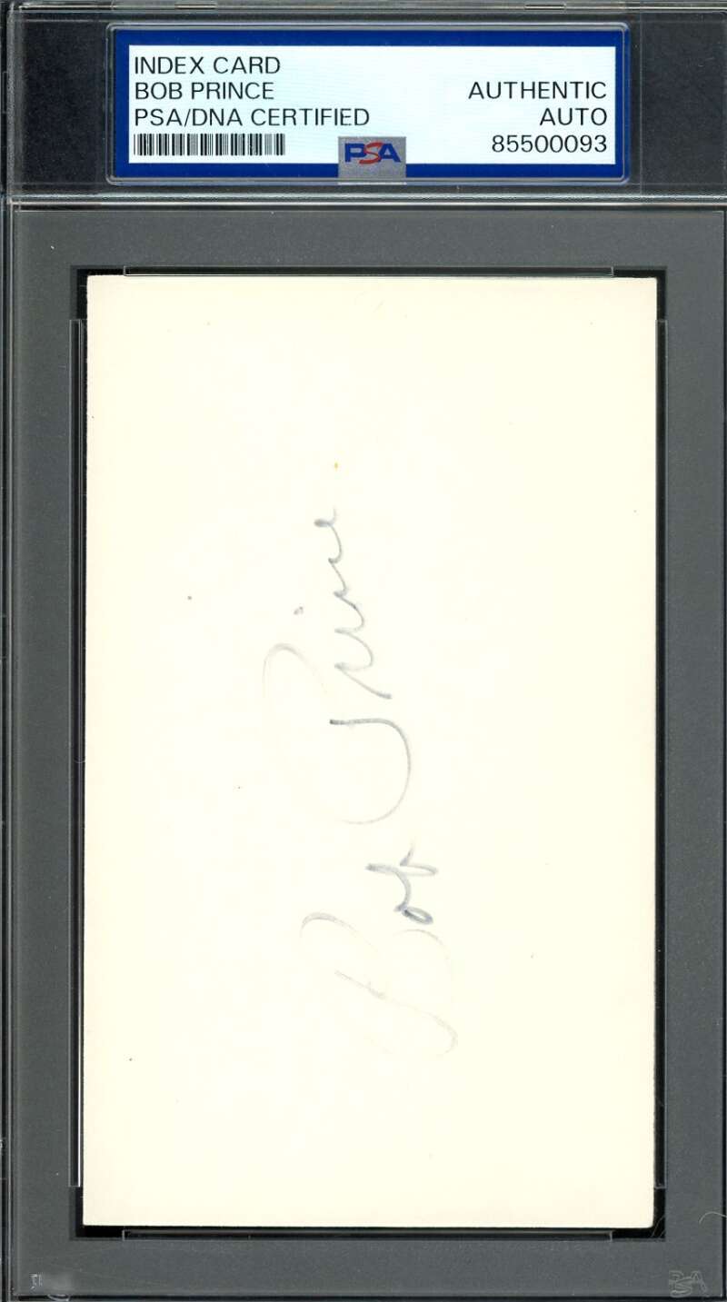 Bob Prince PSA DNA Coa Signed 3x5 Index Card Pirates Announcer Autographed