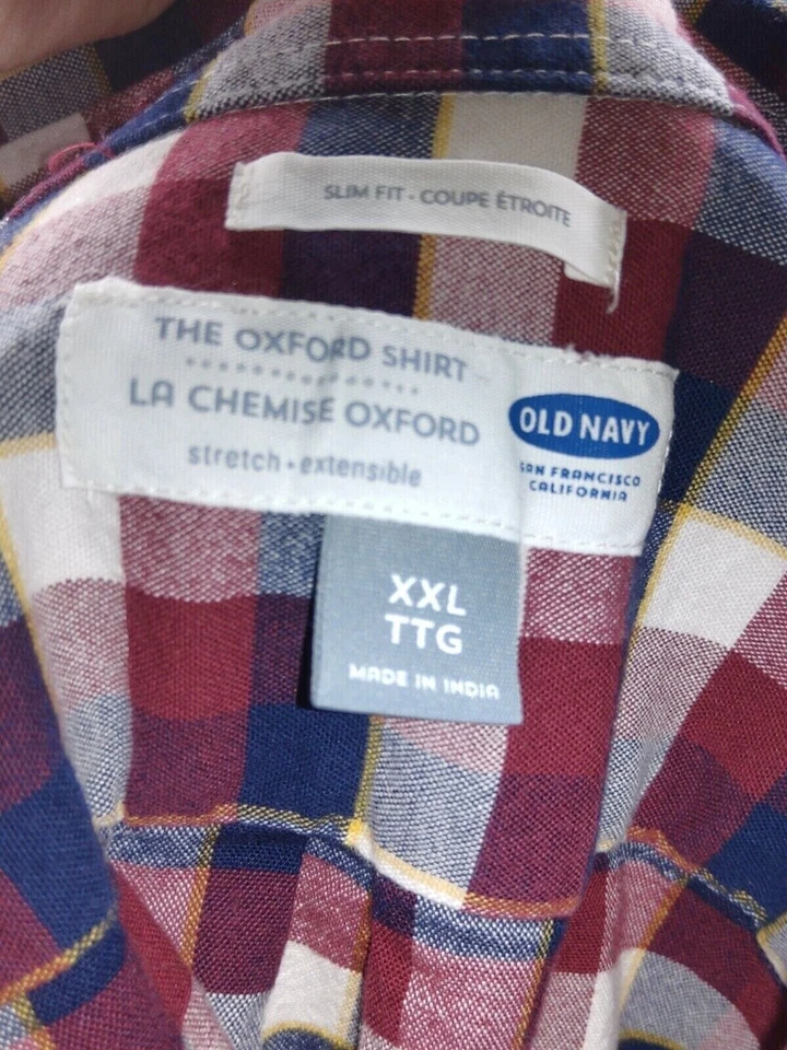 Old Navy 男式 XXL 多色长袖纽扣格子领正装衬衫 — 第 3/4 张图片