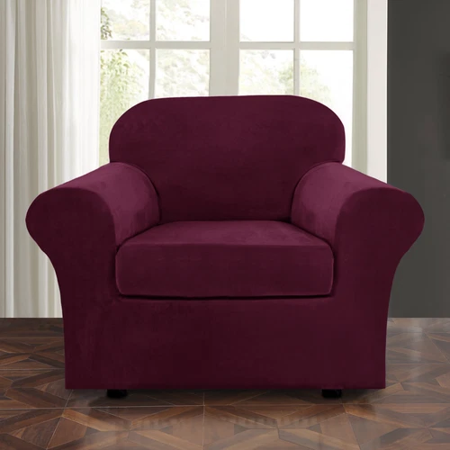 Samt Stretch Elastisch Sofabezug Wohn Couch Schonbezüge Schoner 1/2/3 Sitzer - Bild 27 von 112