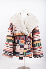 Stella Jean Womans Striped Aztec Jacket Coat 46 Us 10 Multicolor Oversized Nwt
