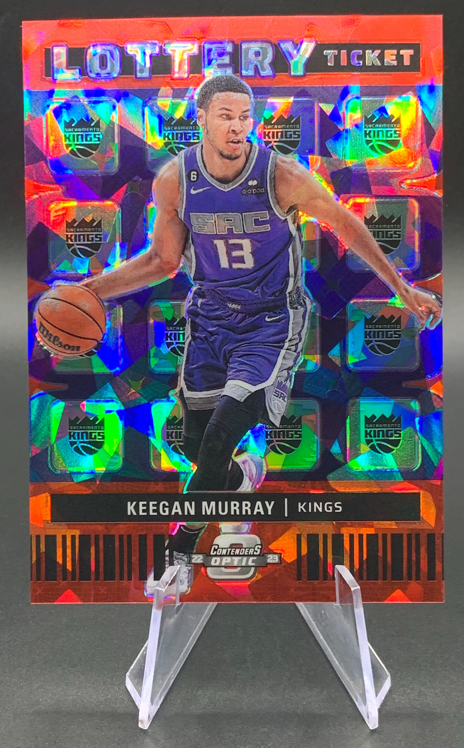 2022-23 Keegan Murray RC #4 Contenders Optic Lottery Ticket Red Ice Holo Prizm