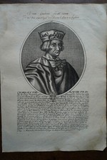 CHARLES VIII ROY DE FRANCE.....Portrait. Original Engraving (1660). A Paris