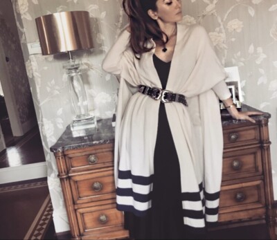 Rosetta Getty gestreifte Kaschmir Strickjacke Gr. S