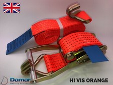 Ratchet Strap Tie Downs for Cargo 5000kgs 50mm Lashing COLOUR HI VIS ORANGE