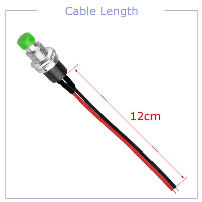 12mm 12V 5A Momentary Push Button Switch - Waterproof, Illuminated, Lockless, With Wired Cable