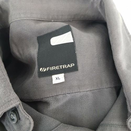 Firetrap Herren anthrazitgrau Langarm Knopfleiste Freizeit Baumwolle Hemd Oberteil UK XL - Bild 6 von 6