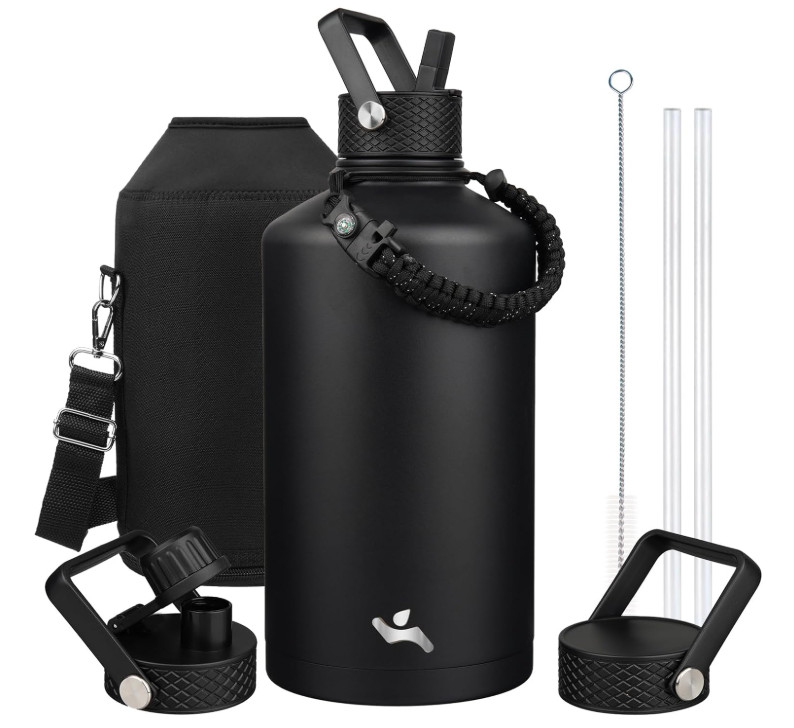 Jarra De Agua Aislada Con Asa De Paracord, Pajita Y Tapa Para Chupete De 128 Oz