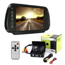 Car Truck Rear View System 7 Inch Mirror Monitor Reversing Backup Camera 12-24v