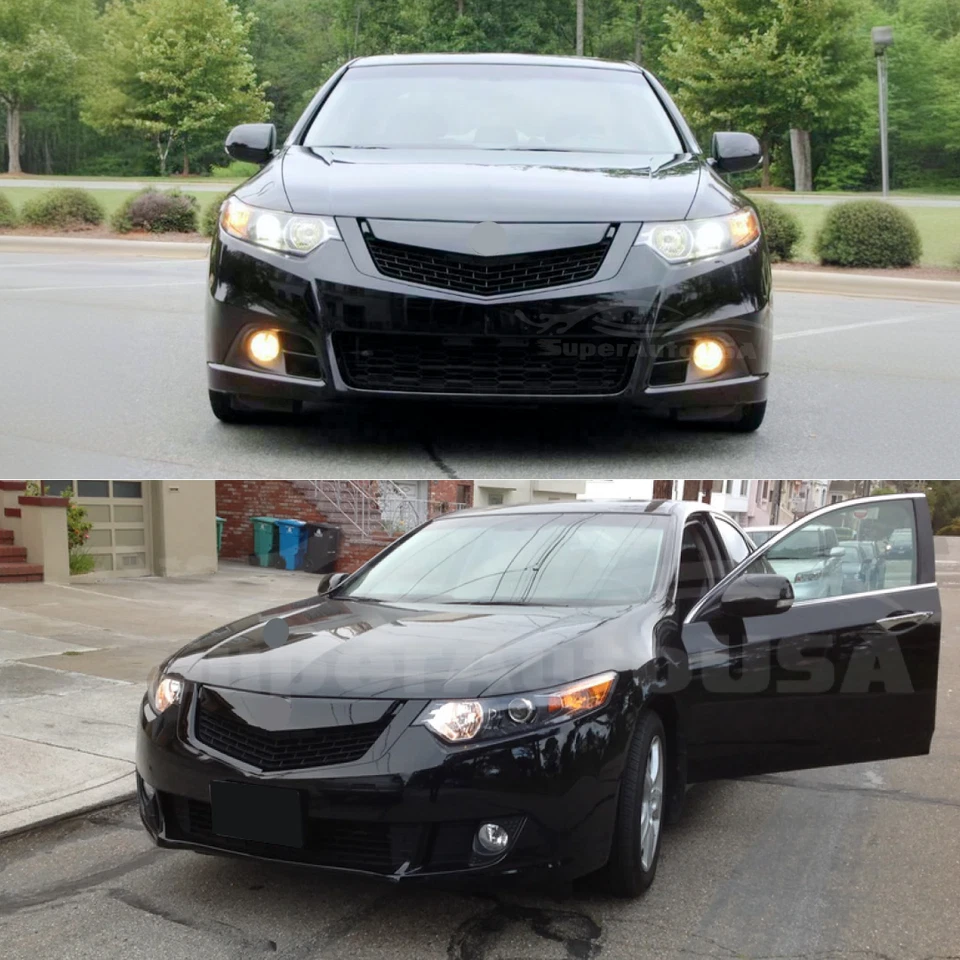 Conjunto de rejilla de parachoques de parrilla superior delantera negro brillante para Acura TSX 2009-2010 Foto 3 de 4