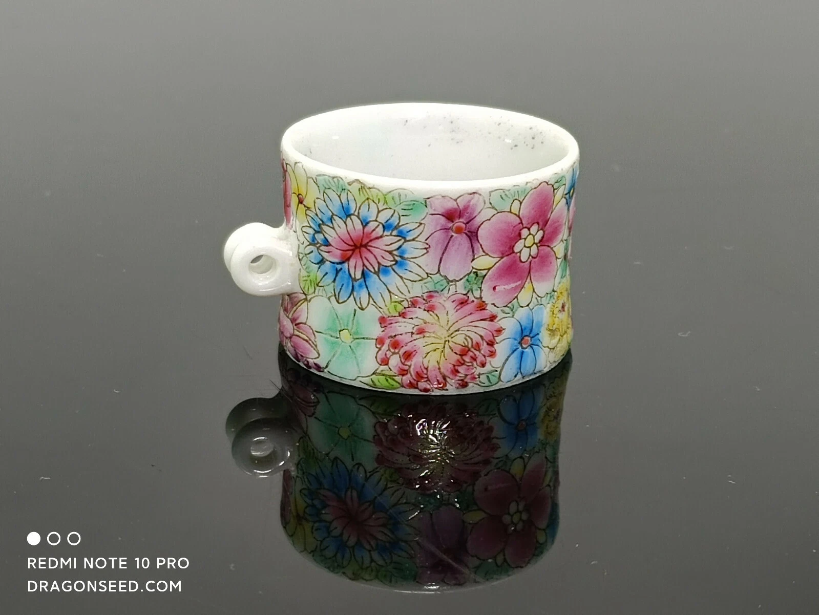 Collectable Hand Painted Rose Medallion Porcelain Bird Feeder for Bamboo Cage