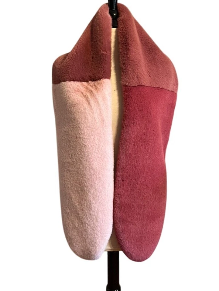 Bufanda halógena Atlantic Pacific 70" bloque de color de piel rosa suave retro de lujo preppy Foto 3 de 4