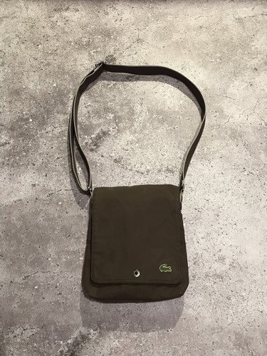 Vintage Y2K CrossBody Bag Lacoste Man’s Embroiled Logo Brown 25x29